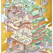 Load image into Gallery viewer, Bath House of the Gods' Gold Foil Print in black frame - Jed Henry