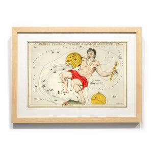 Astronomy engravings in hardwood Frame