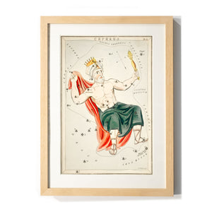 Astronomy engravings in hardwood Frame