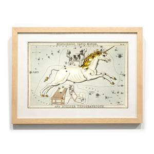 Astronomy engravings in hardwood Frame